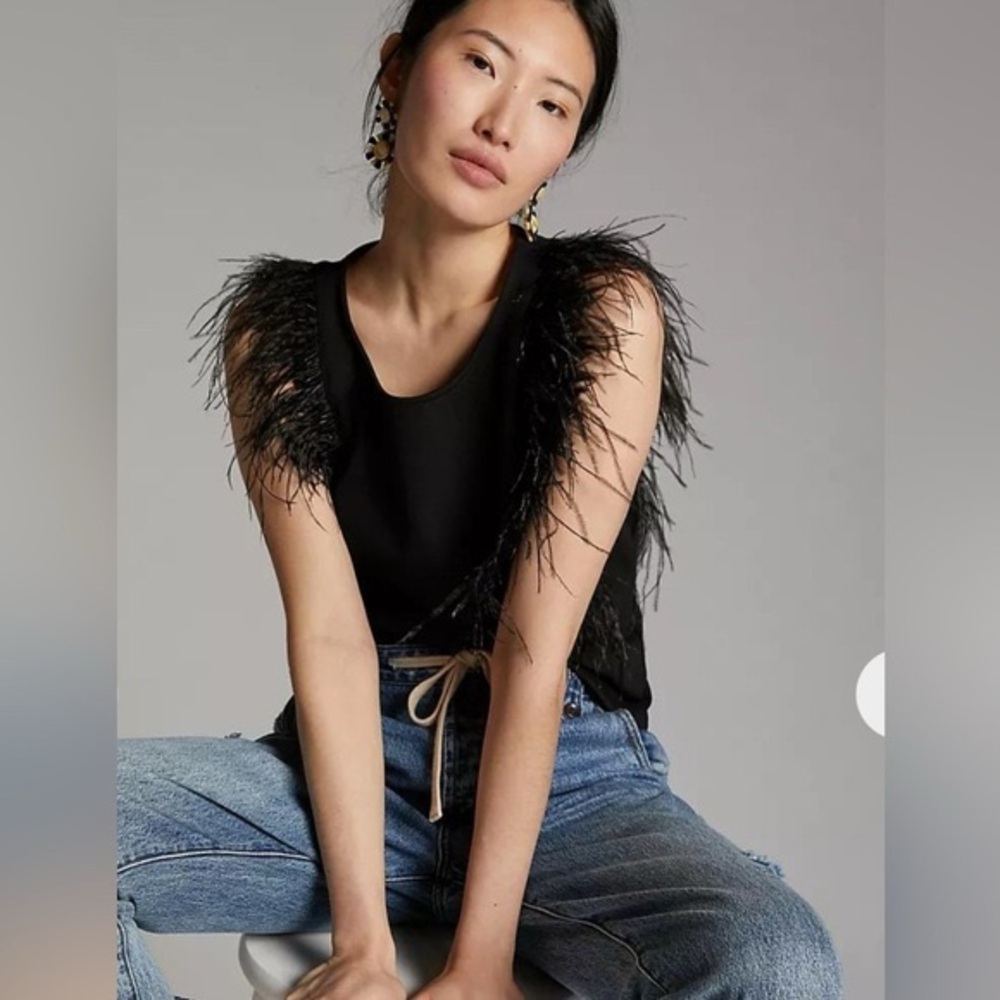 Anthropologie by Eva Franco Black Ruffled Tank Top